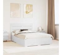 vidaXL Bed Frame with Drawer White 140 x 190 cm Engineered Wood