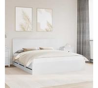 Bed Frame White Engineered Wood 180x200 cm Modern Minimalist with Drawer Low