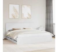 vidaXL Bed Frame with Drawer White 200 x 200 cm Engineer Wood