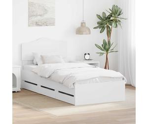 vidaXL Bed Frame with Drawer White 90 x 190 cm Engineer Wood