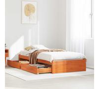 vidaXL Bed Frame with Drawer with Storage Wax Brown Solid Pine Wood