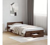 vidaXL Bed Frame with Drawer without Mattress Brown Oak 75x190 cm Small Single