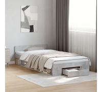 Bed Frame Single 90x190cm Engineered Wood Concrete Grey with Drawers Modern Slim [EEK: A]