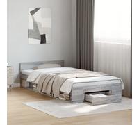 (grey sonoma, 90 x 190 cm) vidaXL Bed Frame with Drawers Bed Base Smoked Oak 200x200 cm Engineered Wood