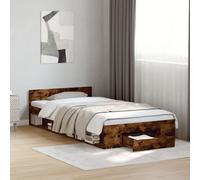 Bed Frame with Drawer without Mattress Smoked Oak 75x190 cm Small Single