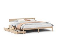 vidaXL Bed Frame with Drawers Bed Base 180x200 cm Super King Solid Wood Pine