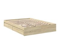 vidaXL Bed Frame with Drawers Bed Base Sonoma Oak 140x190 cm Engineered Wood