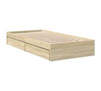 (sonoma oak, 75 x 190 cm) vidaXL Bed Frame with Drawers Bed Black 135x190 cm Double Engineered Wood