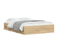 (sonoma oak, 135 x 190 cm) vidaXL Bed Frame with Drawers Mattress Foundation Bed Base Engineered Wood