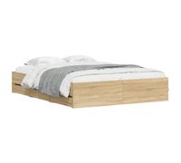 (sonoma oak, 140 x 200 cm) vidaXL Bed Frame with Drawers Mattress Foundation Bed Base Engineered Wood