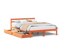 vidaXL Bed Frame with Drawers Bed Base Wax Brown 140x200 cm Solid Wood Pine