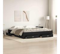 vidaXL Bed Frame with Drawers Black oak 180 x 200 cm Engineered wood, Cozy Bedroom Setup, Rectangular Design, Rustic Furniture, Storage Bed Frame, Drawers, Functional Home Sleep Solutions