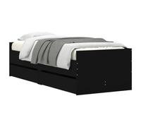 vidaXL Bed Frame with Drawers, Single, Black, Wood Material, Modern Style, 100 x 200 cm Mattress Size