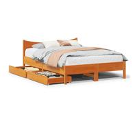 vidaXL Bed Frame with Drawers Wax Brown 120x200 cm Solid Wood Pine