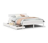 Bed Frame with Drawers White 120x190 cm Small Double Solid Wood Pine vidaXL