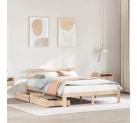 vidaXL Bed Frame with Drawers without Mattress 120x190 cm Small Double