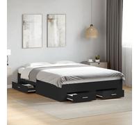 (black, 135 x 190 cm) vidaXL Bed Frame with Drawers Bed Base Grey Sonoma 140x200 cm Engineered Wood