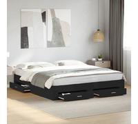 vidaXL Bed Frame with Drawers without Mattress Black 180x200 cm Super King