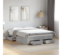 vidaXL Bed Frame with Drawers without Mattress Concrete Grey 120x190 cm Small Double