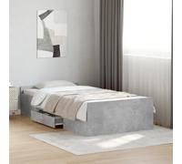 vidaXL Bed Frame with Drawers without Mattress Concrete Grey 75x190 cm Small Single
