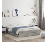 Bed Frame with Drawers Grey Sonoma 140 x 200 cm Engineered Wood Sturdy Storage. [EEK: A]
