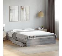 Bed Frame with Drawers Grey Sonoma 150x200 cm King Size Engineered Wood vidaXL