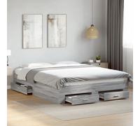 vidaXL Bed Frame with Drawers without Mattress Grey Sonoma 150x200 cm King Size