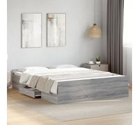 vidaXL Bed Frame with Drawers without Mattress Grey Sonoma 150x200 cm King Size