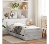 Bed Frame with Drawers without Mattress Grey Sonoma 90x200 cm