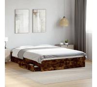 Vidaxl Bed Frame With Drawers Without Mattress Smoked Oak 120X190 Cm Small Double