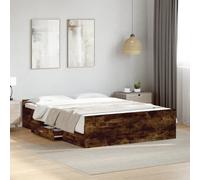 vidaXL Bed Frame with Drawers without Mattress Smoked Oak 120x190 cm Small Double