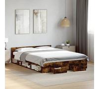 Vidaxl Bed Frame With Drawers Without Mattress Smoked Oak 140X200 Cm