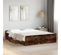 (smoked oak, 150 x 200 cm) vidaXL Bed Frame with Drawers Bed Base Sonoma Oak 120x200 cm Engineered Wood