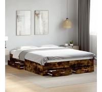 vidaXL Bed Frame with Drawers without Mattress Smoked Oak 150x200 cm King Size