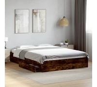 Bed Frame with Drawers Base Smoked Oak 160x200 cm Engineered Wood vidaXL
