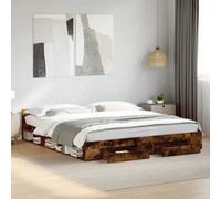 (smoked oak, 180 x 200 cm) vidaXL Bed Frame with Drawers Bed Base Smoked Oak 200x200 cm Engineered Wood