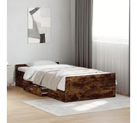 (smoked oak, 90 x 190 cm) vidaXL Bed Frame with Drawers Bed Base Sonoma Oak 120x200 cm Engineered Wood