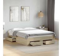vidaXL Bed Frame with Drawers without Mattress Sonoma Oak 135x190 cm Double