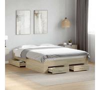 Bed Frame with Drawers Bed Base Mattress Foundation Engineered Wood vidaXL
