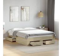 Bed Frame with Drawers Bed Base Mattress Foundation Engineered Wood vidaXL