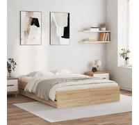 (sonoma oak, 140 x 200 cm) vidaXL Bed Frame with Drawers Mattress Foundation Bed Base Engineered Wood