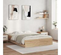 Bed Frame with Drawers Sonoma Oak 150x200 cm King Size Engineered Wood vidaXL