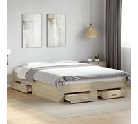 Bed Frame with Drawers Bed Base Mattress Foundation Engineered Wood vidaXL
