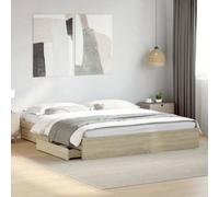 Vidaxl Bed Frame With Drawers Without Mattress Sonoma Oak 180X200 Cm Super King
