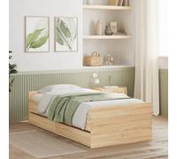 (sonoma oak, 90 x 190 cm) vidaXL Bed Frame with Drawers Storage Bed Base Bedstead Smoked Oak 90x200 cm