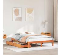 vidaXL Bed Frame with Drawers without Mattress Wax Brown 120x190 cm Small Double