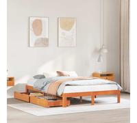 vidaXL Bed Frame with Drawers without Mattress Wax Brown 140x190 cm