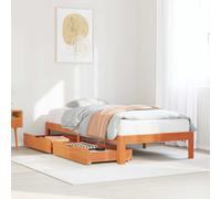 vidaXL Bed Frame with Drawers without Mattress Wax Brown 90x200 cm