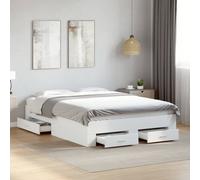 Bed Frame with Drawers Bed Base Mattress Foundation Engineered Wood vidaXL