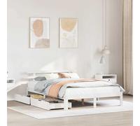vidaXL Bed Frame with Drawers without Mattress White 135x190 cm Double